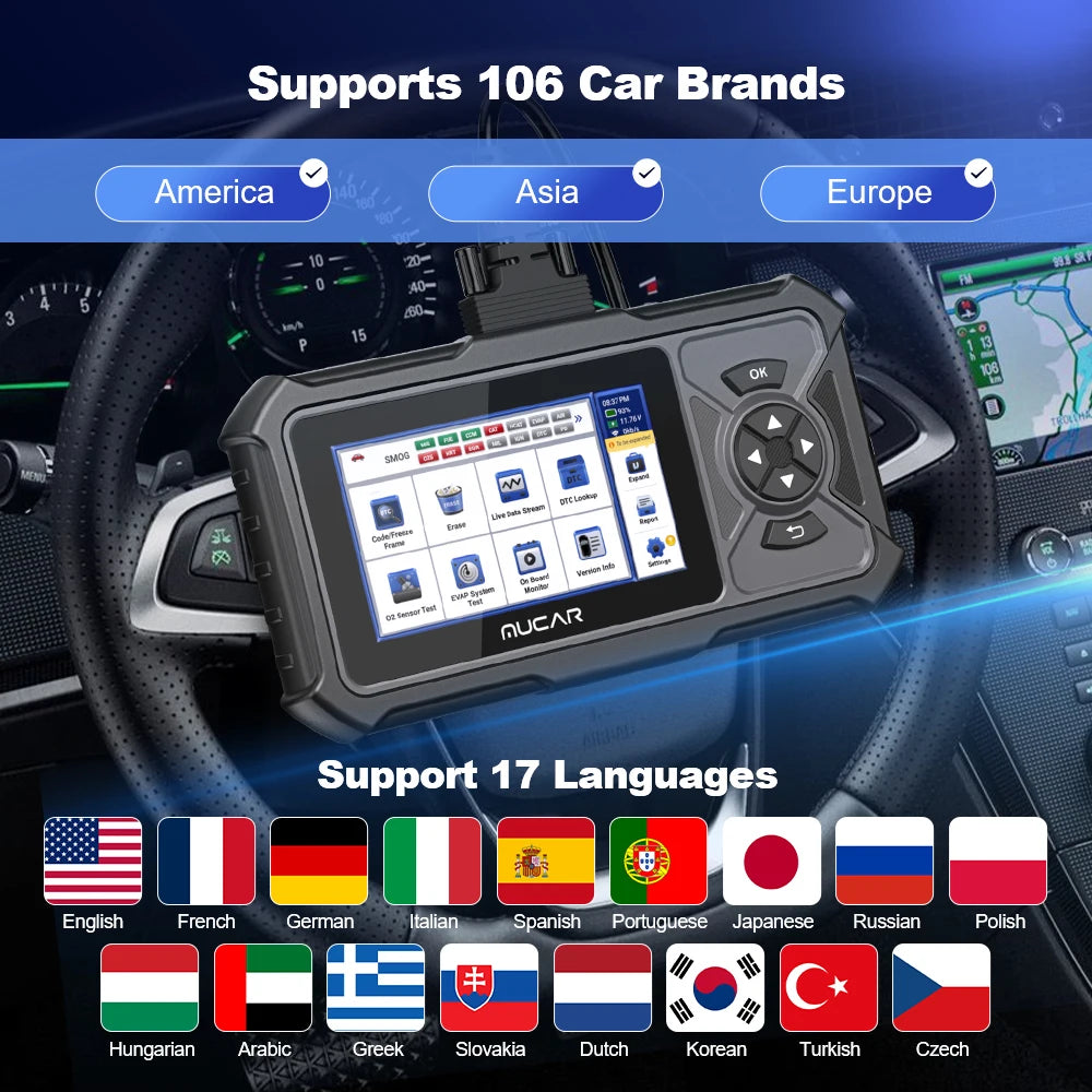 MUCAR CDE900 PRO OBD2 Scanner Diagnostic Scan Tool All System OBDII Car Code Reader for Vehicle 32G Free Update Diagnostic Tools