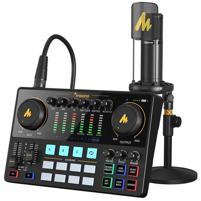 Maonocaster AME2A Sound Card Set With XLR Microphone Audio Interface Podcasting for Youtube DJ Live Streaming Phone Computer PC - MarvelouStoree