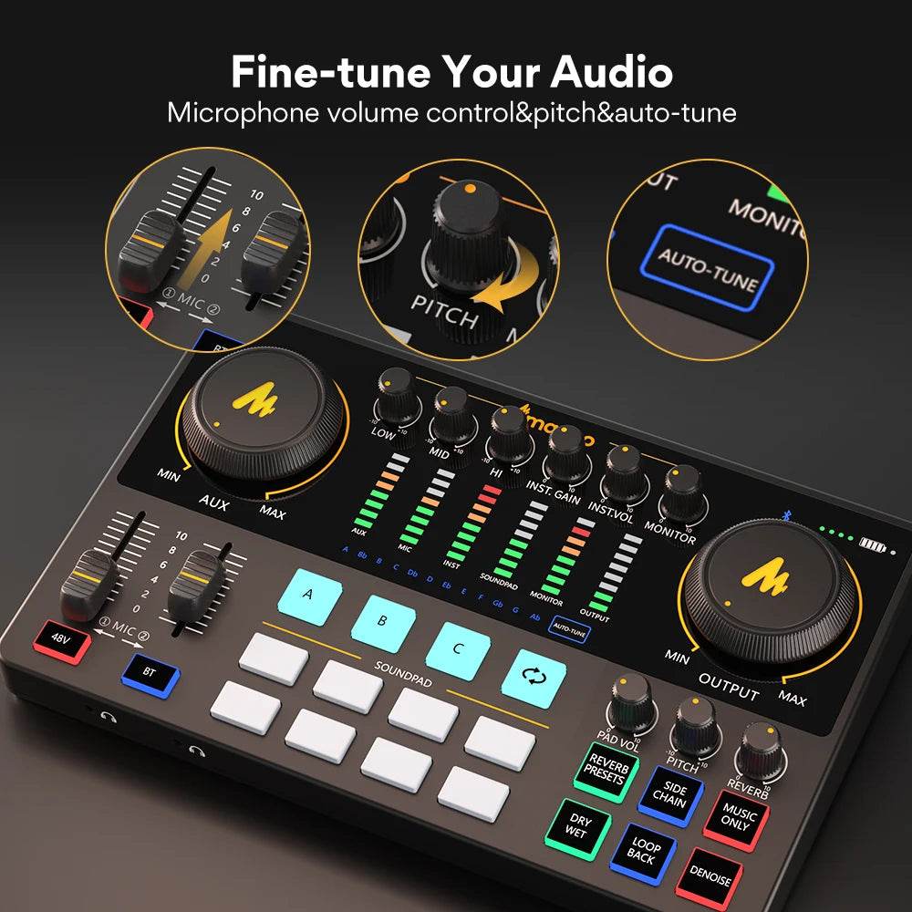 Maonocaster AME2A Sound Card Set With XLR Microphone Audio Interface Podcasting for Youtube DJ Live Streaming Phone Computer PC - MarvelouStoree