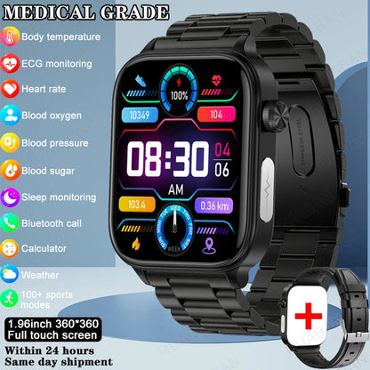 Smart Medical Grade Smart Watch men 2024 New Blood Lipid Uric Acid Bluetooth Call Monitor SOS Watches Sport Health Smartwatch WoMen