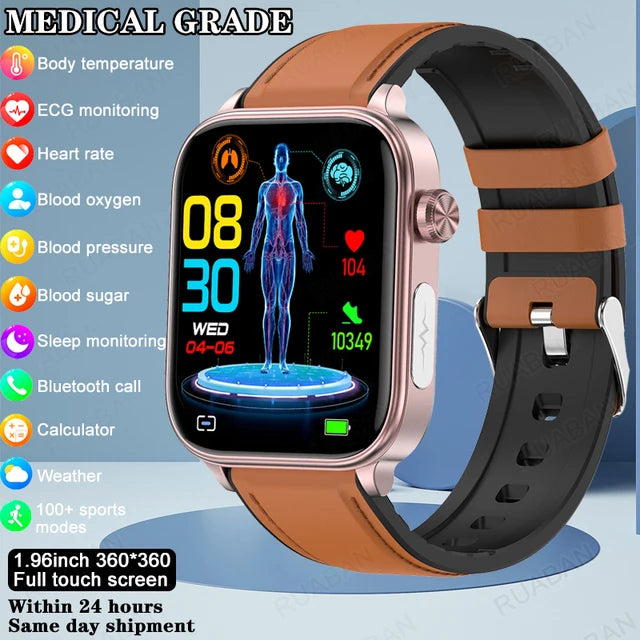 Smart Medical Grade Smart Watch men 2024 New Blood Lipid Uric Acid Bluetooth Call Monitor SOS Watches Sport Health Smartwatch WoMen