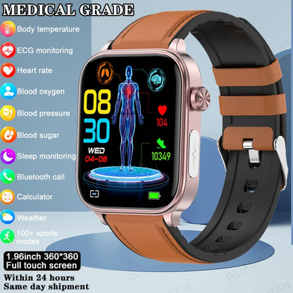 Smart Medical Grade Smart Watch men 2024 New Blood Lipid Uric Acid Bluetooth Call Monitor SOS Watches Sport Health Smartwatch WoMen