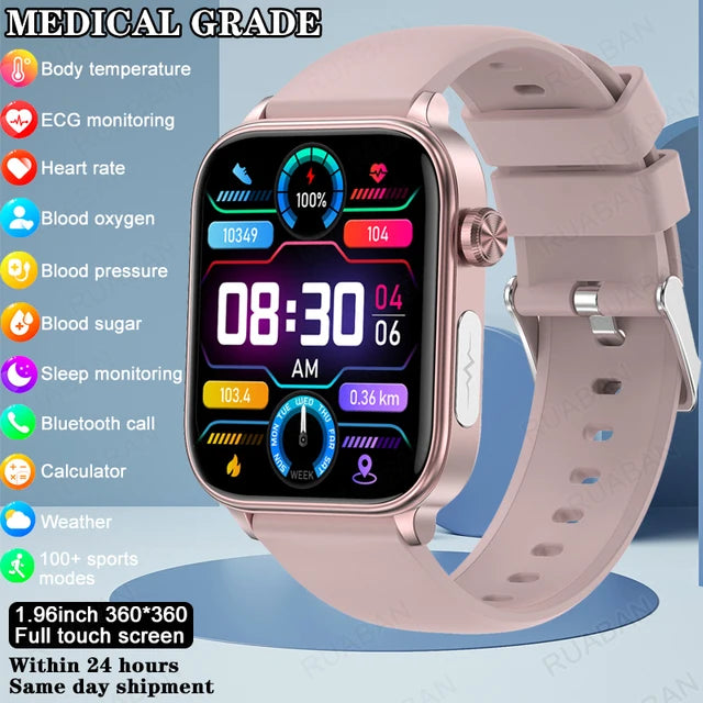 Smart Medical Grade Smart Watch men 2024 New Blood Lipid Uric Acid Bluetooth Call Monitor SOS Watches Sport Health Smartwatch WoMen