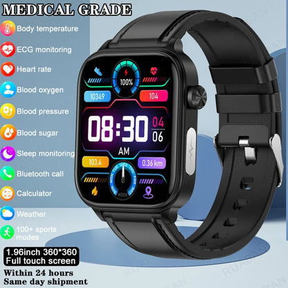 Smart Medical Grade Smart Watch men 2024 New Blood Lipid Uric Acid Bluetooth Call Monitor SOS Watches Sport Health Smartwatch WoMen