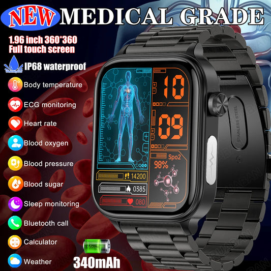 Smart Medical Grade Smart Watch men 2024 New Blood Lipid Uric Acid Bluetooth Call Monitor SOS Watches Sport Health Smartwatch WoMen