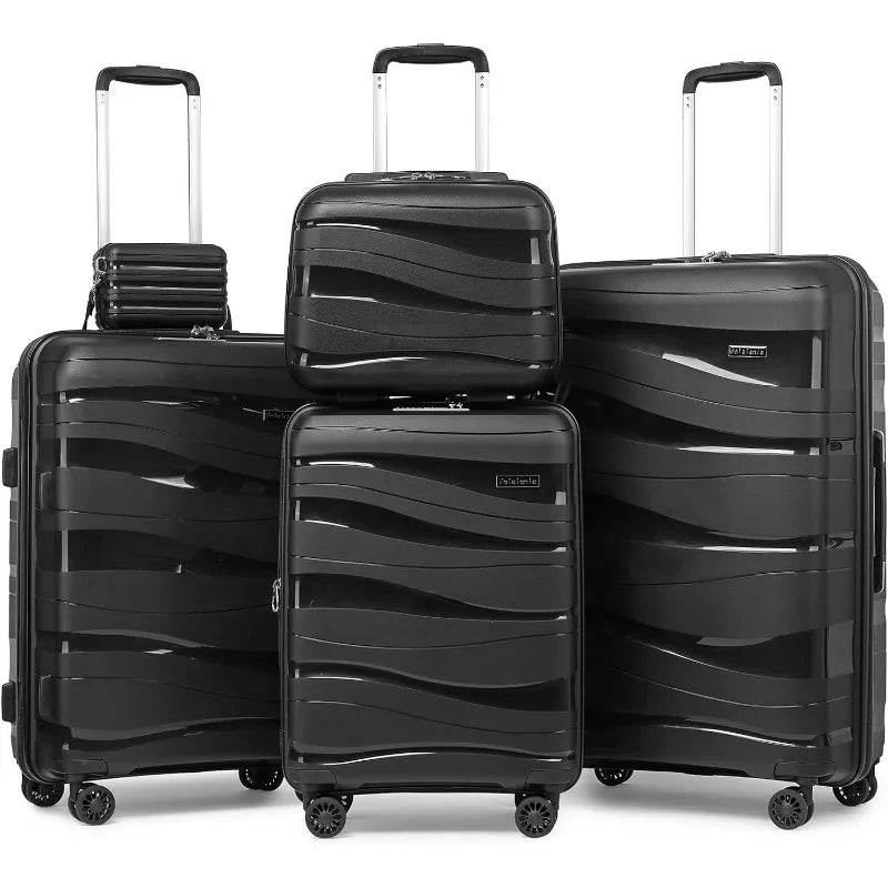 Melalenia Luggage Sets 3 Piece Expandable Suitcase Set, PP Hardshell Suitcase with Spinner Wheels,Lightweight Carry On Luggage - MarvelouStoree