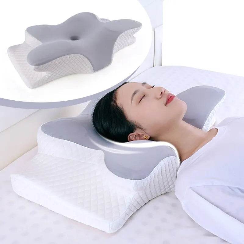 Memory Foam Pillows Butterfly Shaped Relaxing Cervical Slow Rebound Neck Pillow Pain Relief Sleeping Orthopedic Pillow Beding - MarvelouStoree