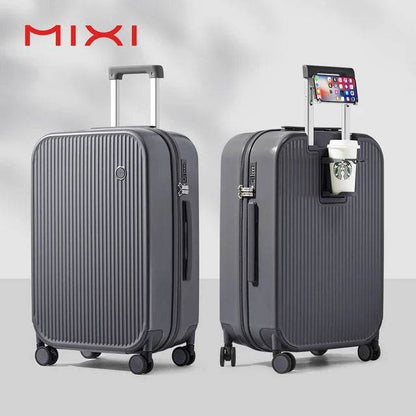 Mixi 2024 New Design Suitcase Carry On Luggage with Cup Phone Holder Hard Shell Rolling Luggage PC Spinner Wheels Trolley Case - MarvelouStoree