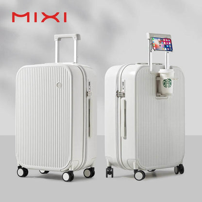 Mixi 2024 New Design Suitcase Carry On Luggage with Cup Phone Holder Hard Shell Rolling Luggage PC Spinner Wheels Trolley Case - MarvelouStoree