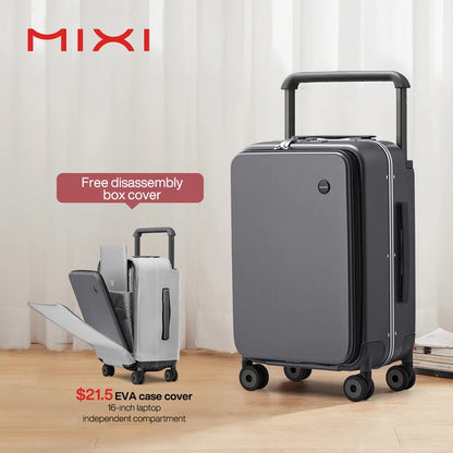 Mixi New Design Wide Handle Suitcase Men Carry-On Luggage Women Travel Trolley Case 20 Inch Cabin PC Aluminum Frame M9275