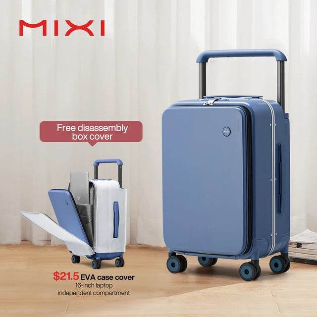 Mixi New Design Wide Handle Suitcase Men Carry-On Luggage Women Travel Trolley Case 20 Inch Cabin PC Aluminum Frame M9275 - MarvelouStoree