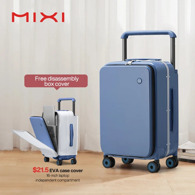 Mixi New Design Wide Handle Suitcase Men Carry-On Luggage Women Travel Trolley Case 20 Inch Cabin PC Aluminum Frame M9275