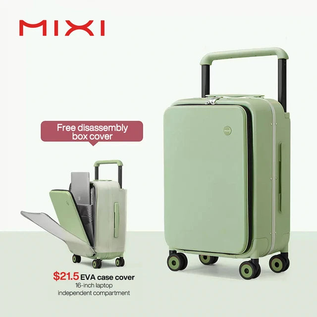 Mixi New Design Wide Handle Suitcase Men Carry-On Luggage Women Travel Trolley Case 20 Inch Cabin PC Aluminum Frame M9275