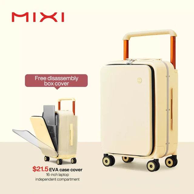 Mixi New Design Wide Handle Suitcase Men Carry-On Luggage Women Travel Trolley Case 20 Inch Cabin PC Aluminum Frame M9275 - MarvelouStoree