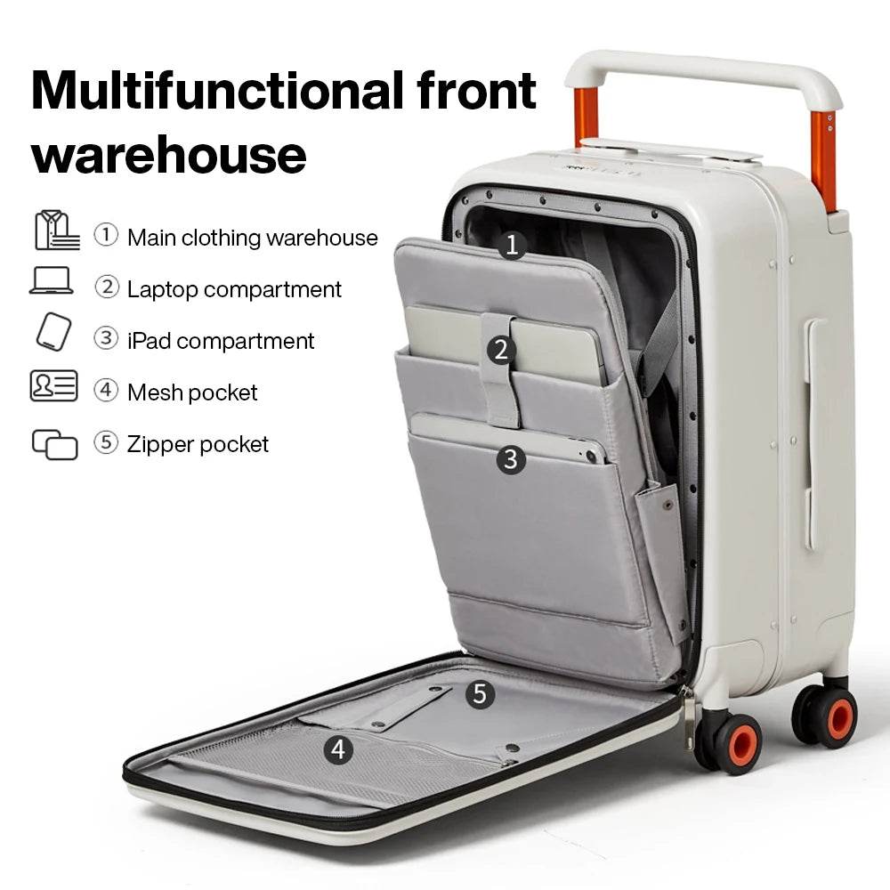 Mixi New Design Wide Handle Suitcase Men Carry-On Luggage Women Travel Trolley Case 20 Inch Cabin PC Aluminum Frame M9275 - MarvelouStoree