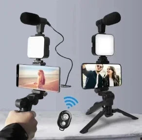 Marveloustoree Mobile tripod kit with microphone LED fill light handheld live broadcast mini portable photography live broadcast fill light