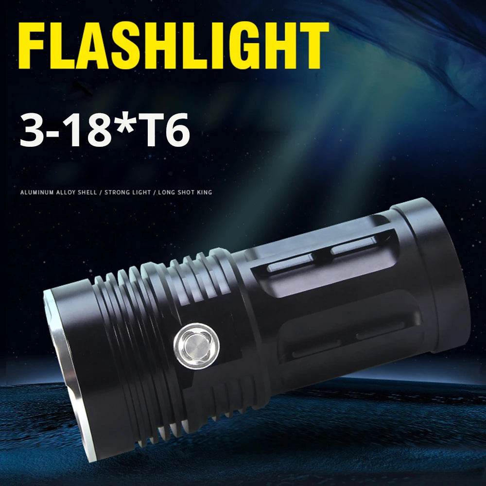 Most Powerful LED Flashlight 3to18*T6 LED Torch Light Tactical Flashlight 3Modes Linterna Portable Lamp Light By 4*18650 - MarvelouStoree