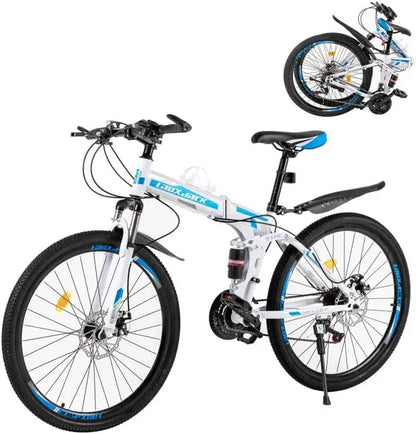 Mountain Bikes 26inch 21 Speeds High Carbon Steel Lightweight Folding Bike Front N Rear Dual Disc Brakes Folding Bike for Adults