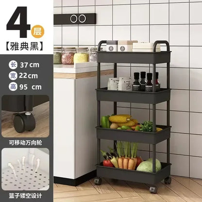 Maveloustoree Multi-Layer Trolley Rack Kitchen Floor Bedroom Baby Snacks Mobile Bathroom Bathroom Storage Storage Rack