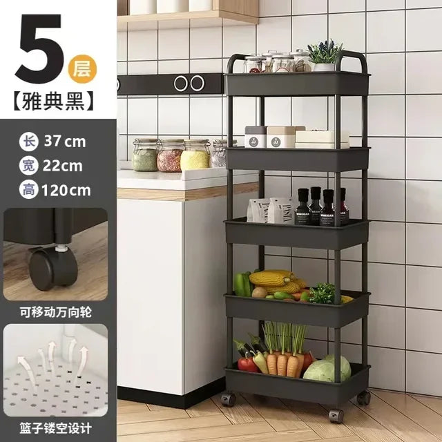 Maveloustoree Multi-Layer Trolley Rack Kitchen Floor Bedroom Baby Snacks Mobile Bathroom Bathroom Storage Storage Rack