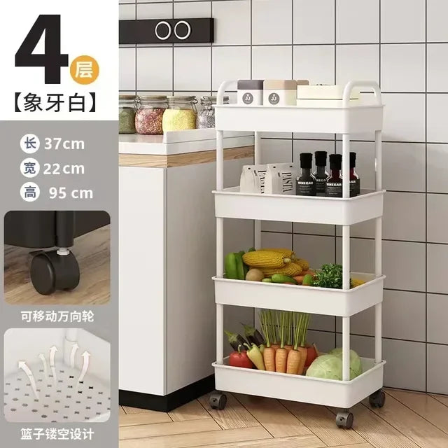 Maveloustoree Multi-Layer Trolley Rack Kitchen Floor Bedroom Baby Snacks Mobile Bathroom Bathroom Storage Storage Rack