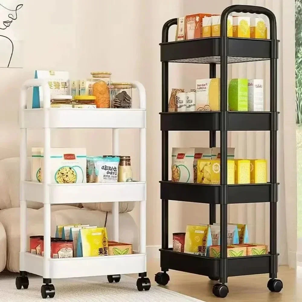 Maveloustoree Multi-Layer Trolley Rack Kitchen Floor Bedroom Baby Snacks Mobile Bathroom Bathroom Storage Storage Rack