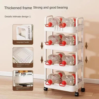 Maveloustoree Multi-Layer Trolley Rack Kitchen Floor Bedroom Baby Snacks Mobile Bathroom Bathroom Storage Storage Rack