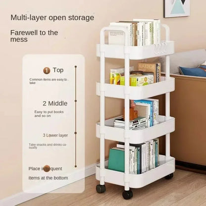 Maveloustoree Multi-Layer Trolley Rack Kitchen Floor Bedroom Baby Snacks Mobile Bathroom Bathroom Storage Storage Rack