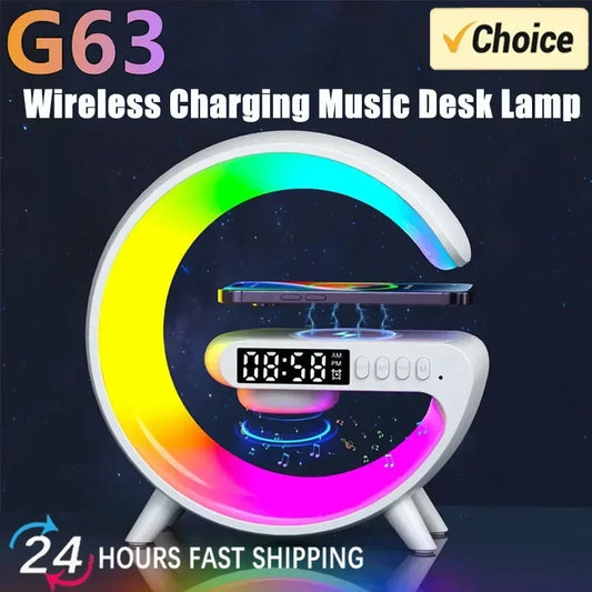 Multifunction Wireless Charger Pad Stand Speaker TF RGB Night Light 15W Fast Charging Station for iPhone Samsung Xiaomi Huawei