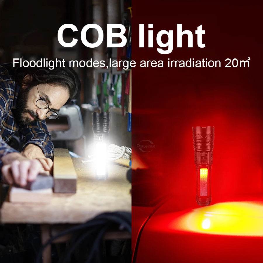 NEW 1000000LM High Power Led Flashlights Built-in Battery 15000mah Tactical Flashlight Emergency Spotlight Most Powerful Lantern - MarvelouStoree