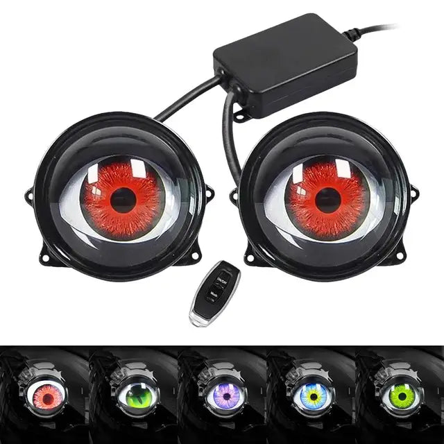 Marveloustoree NEW 3Inch 3D Dynamic unique Eye LED Car Headlights Car Light Assembly Modified Kits With Remote 6 Modes Angel Eye Light 1/2pcs