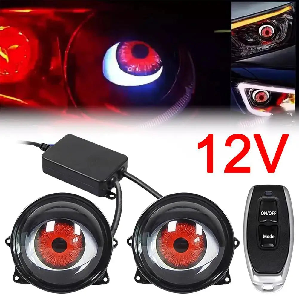 Marveloustoree NEW 3Inch 3D Dynamic unique Eye LED Car Headlights Car Light Assembly Modified Kits With Remote 6 Modes Angel Eye Light 1/2pcs