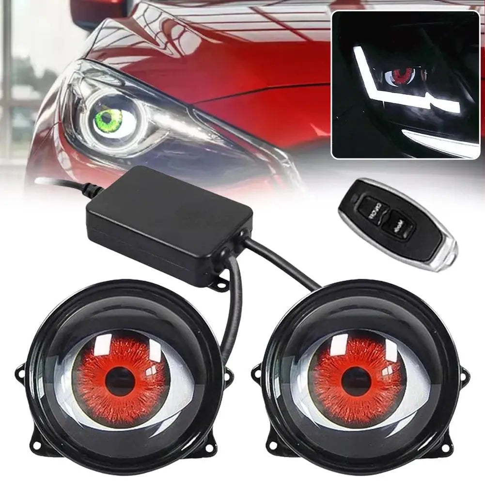 Marveloustoree NEW 3Inch 3D Dynamic unique Eye LED Car Headlights Car Light Assembly Modified Kits With Remote 6 Modes Angel Eye Light 1/2pcs