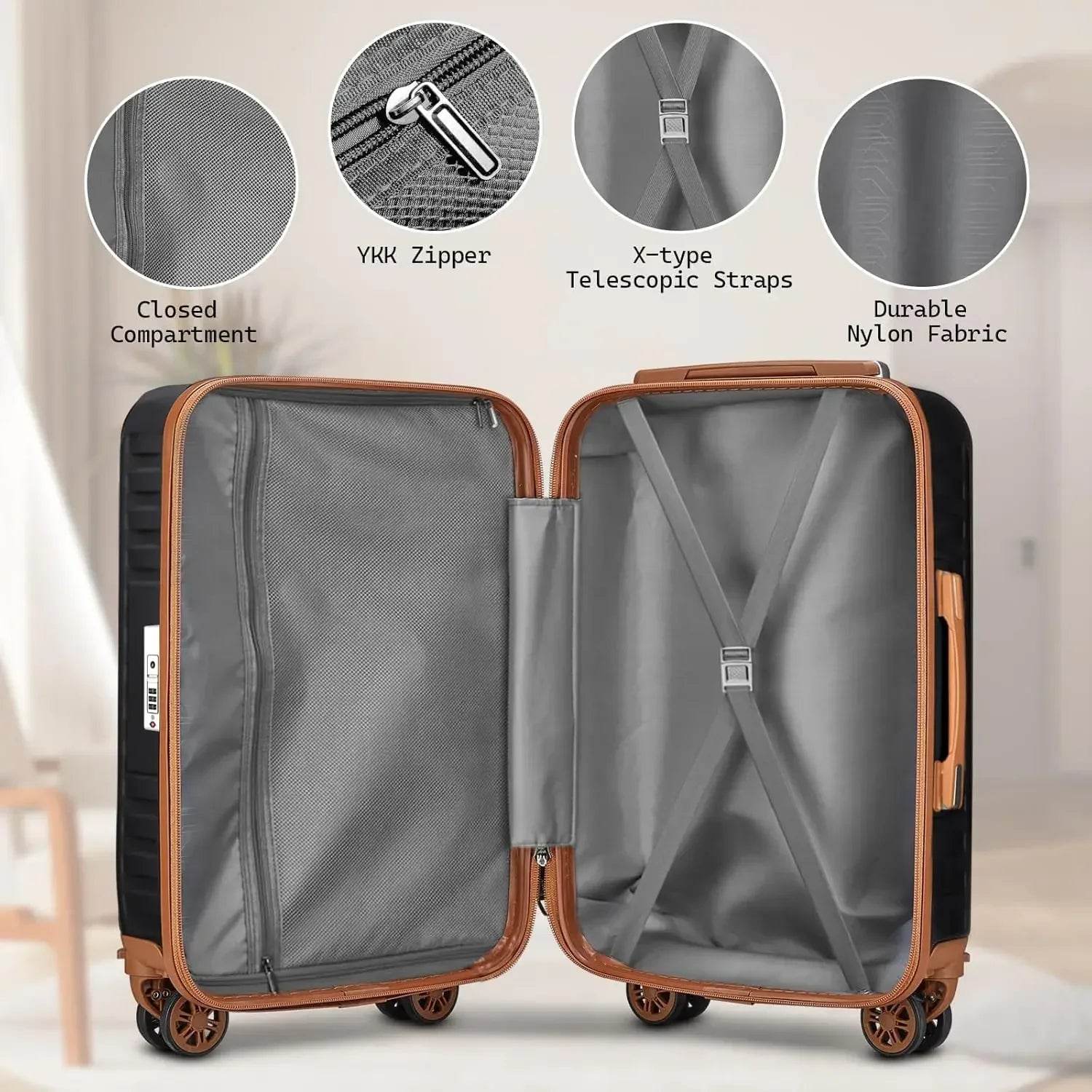 NEW Luggage Sets 7 Piece Suitcase Set, Hard Shell Carry on Luggage Travel Suitcases with Spinner Wheels and TSA Lock - MarvelouStoree