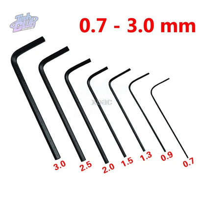 New 0.7MM-3MM 7Pcs 0.7/0.9/1.3/1.5/2/2.5/3mm Hexagon Allen Key Wrench Tools Set Hand RepairTools