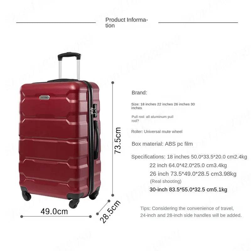 New 2024 Luggage Sets of 4 Pieces Lightweight Pull Rod Suitcase with Lock Zipper ABS+PC Luggage Boarding Case 18/22/26/28 Inch - MarvelouStoree