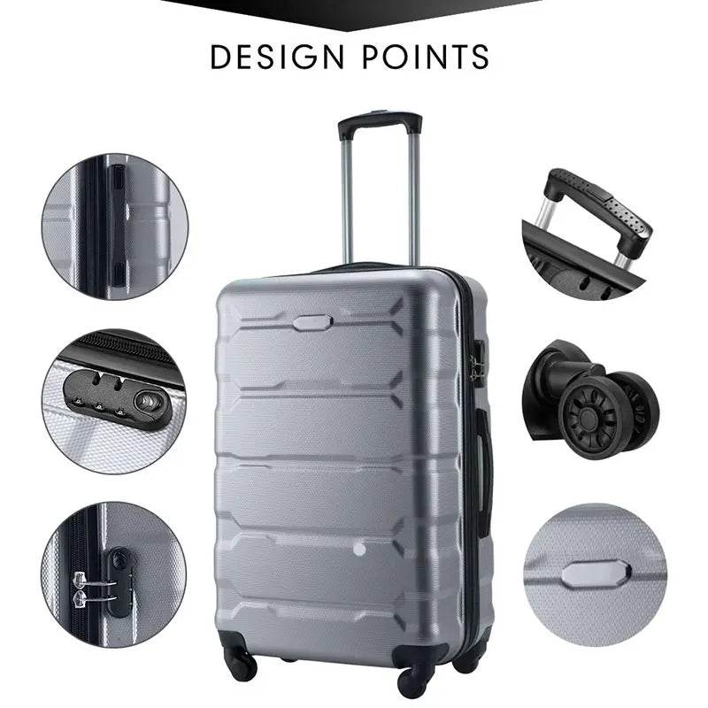 New 2024 Luggage Sets of 4 Pieces Lightweight Pull Rod Suitcase with Lock Zipper ABS+PC Luggage Boarding Case 18/22/26/28 Inch - MarvelouStoree