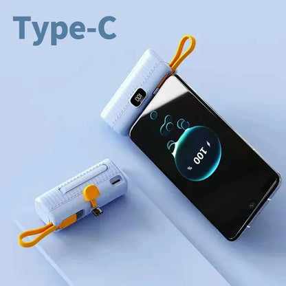 New 50000mAh Mini Power Bank Built in Cable PowerBank Digital display External Battery Portable Charger For iPhone Samsung