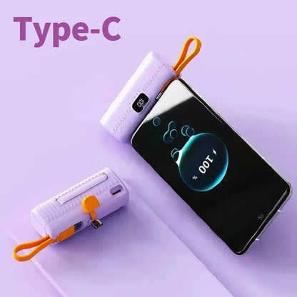 New 50000mAh Mini Power Bank Built in Cable PowerBank Digital display External Battery Portable Charger For iPhone Samsung