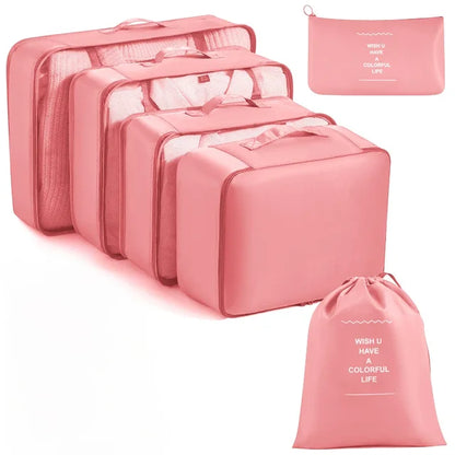 New 6 Pcs /Set Travel Organizer Storage Bags Suitcase Packing Cubes Set Cases Portable Luggage Clothes Shoe Tidy Pouch Folding