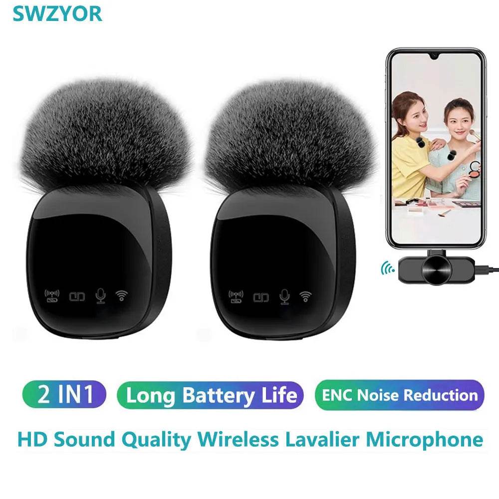 New R8 Wireless Lavalier Microphone Portable Audio Video Recording Mini Mic for iPhone Android Live Broadcast Gaming Phone Mic - MarvelouStoree