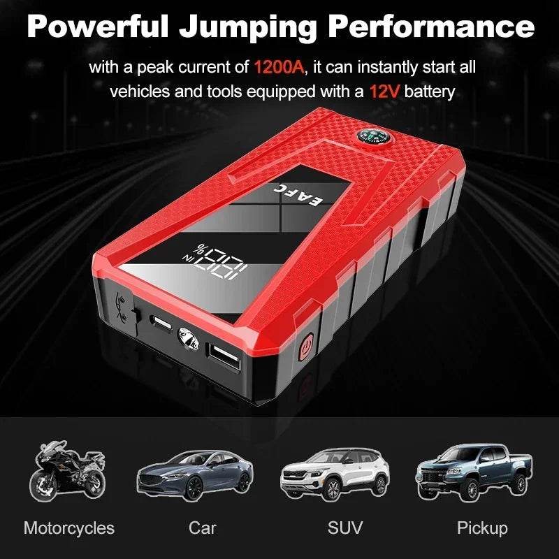 Newest Jump Starter Power Bank 2000A/1200A Portable Charger Car Booster 12V Auto Starting Device Emergency Car Battery Starter - MarvelouStoree