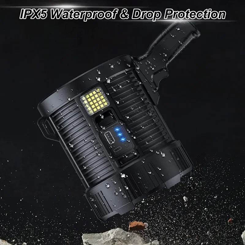 Newest XP70 Super Brightness Rechargeable Led Flashlight Solar Searchlight Powerful Torch Spotlight Portable Lighting 9000mAh - MarvelouStoree