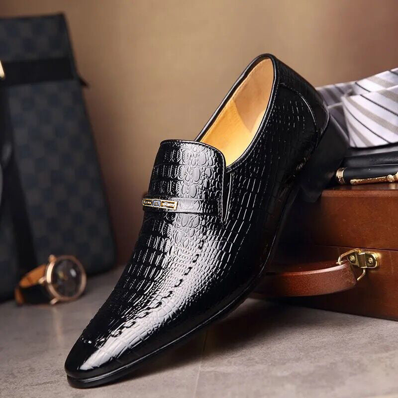 Mens Leather Shoes new Luxury Crocodile Pattern Man Business Dress Shoes Casual Social Shoe Male Wedding Footwear Zapatos Hombre