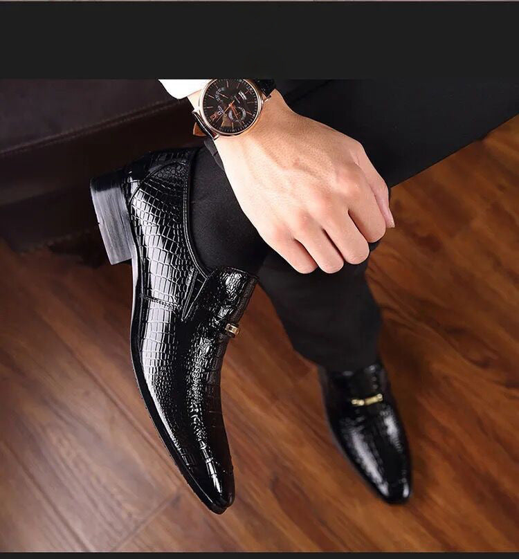 Mens Leather Shoes new Luxury Crocodile Pattern Man Business Dress Shoes Casual Social Shoe Male Wedding Footwear Zapatos Hombre