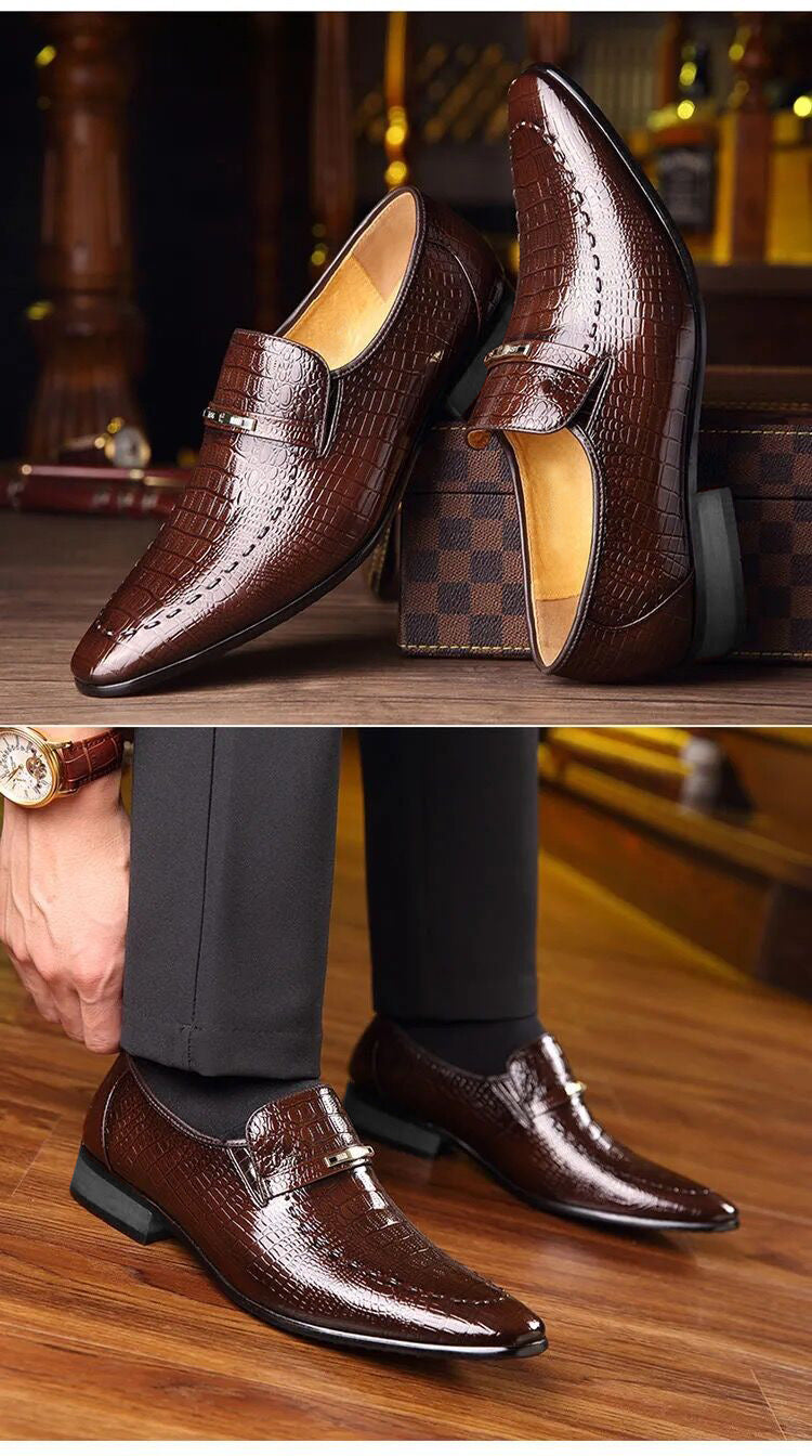 Mens Leather Shoes new Luxury Crocodile Pattern Man Business Dress Shoes Casual Social Shoe Male Wedding Footwear Zapatos Hombre