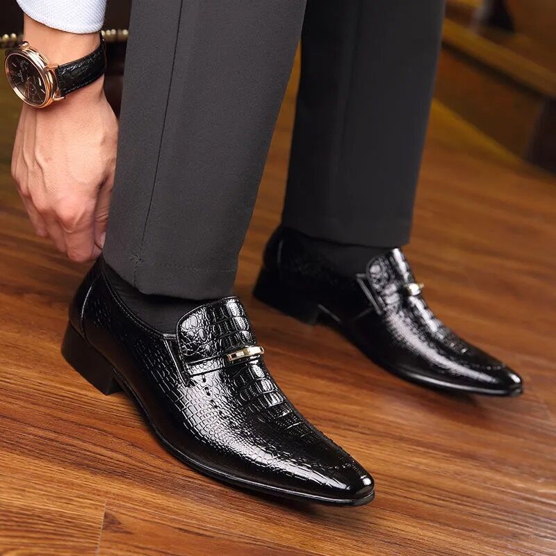 Mens Leather Shoes new Luxury Crocodile Pattern Man Business Dress Shoes Casual Social Shoe Male Wedding Footwear Zapatos Hombre