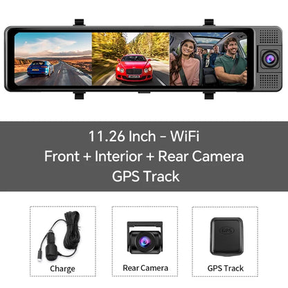 OBDPEAK 3 Camera Dash Cam 4K Car DVR Front Inside Rear 1080P GPS Tracking Night Vision Video Registrator Dashcam Parking Monitor