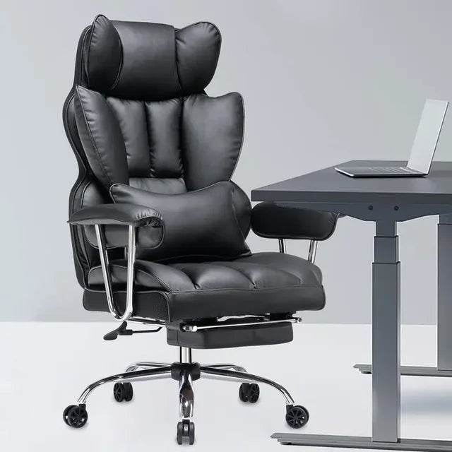 Office Chair 400LBS, Tall Office Chair, PU Leather Computer Chair, Executive Chair (with leg rest and lumbar support) - MarvelouStoree