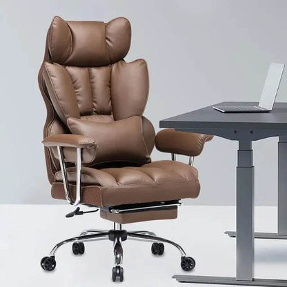 Office Chair 400LBS, Tall Office Chair, PU Leather Computer Chair, Executive Chair (with leg rest and lumbar support) - MarvelouStoree